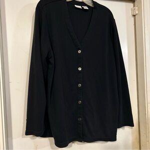 Cherokee Black V-Neck Button-Front Cardigan